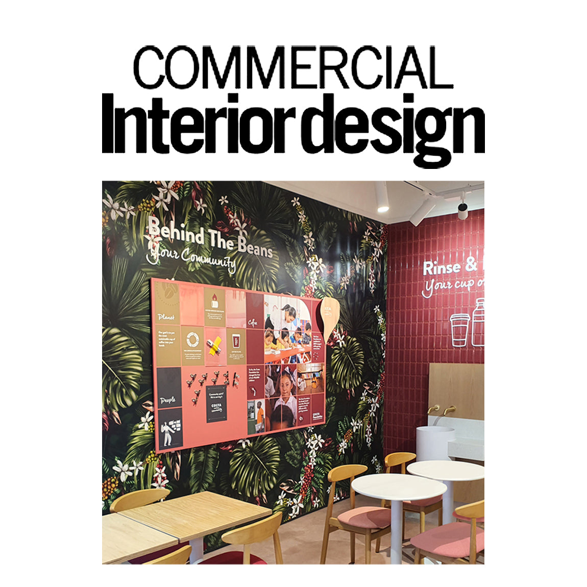 Charlotte Jades Collaboration with Costa Coffee featured on Commercial Interior Design