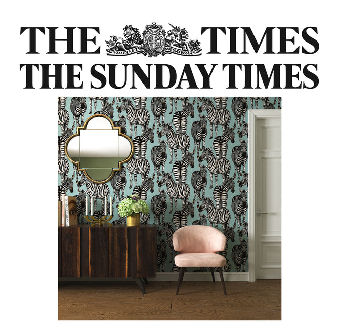 The Sunday Times Features Charlotte Jade Luxury Zebra Wallpaper