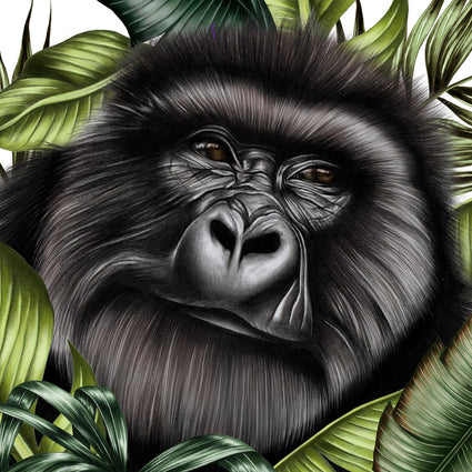 Charlotte Jade beautiful, hand drawn gorilla for bespoke wall mural for Clip N Climb Ipswich.