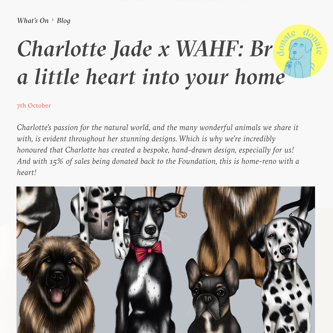 Charlotte Jade creates bespoke design for Wild At heart Foundation