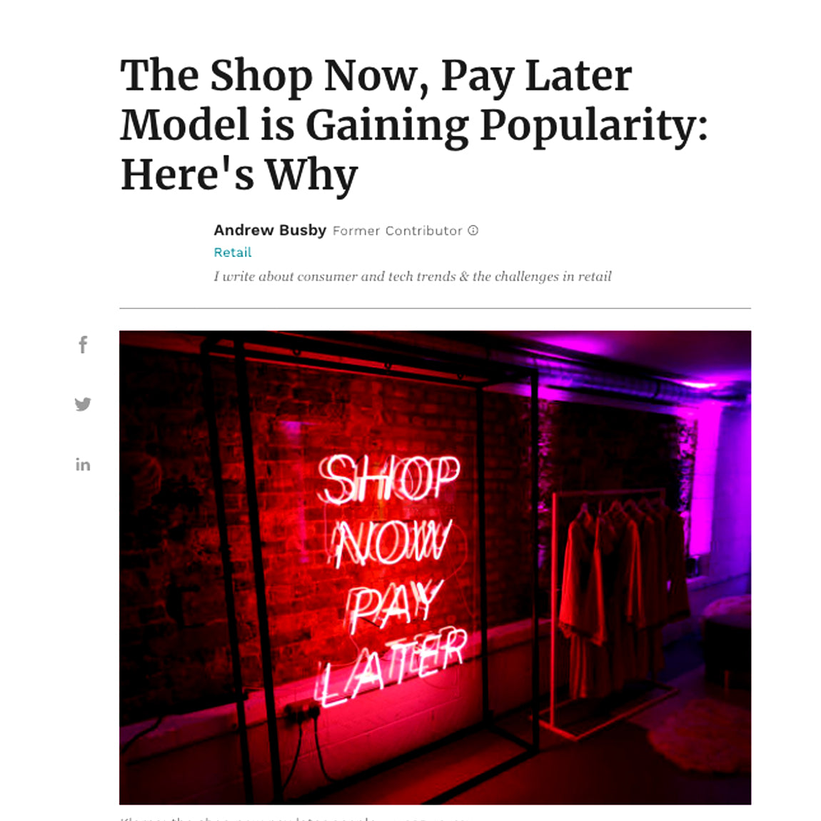 Forbes Magazine Features Charlotte Jade In Klarna Interview