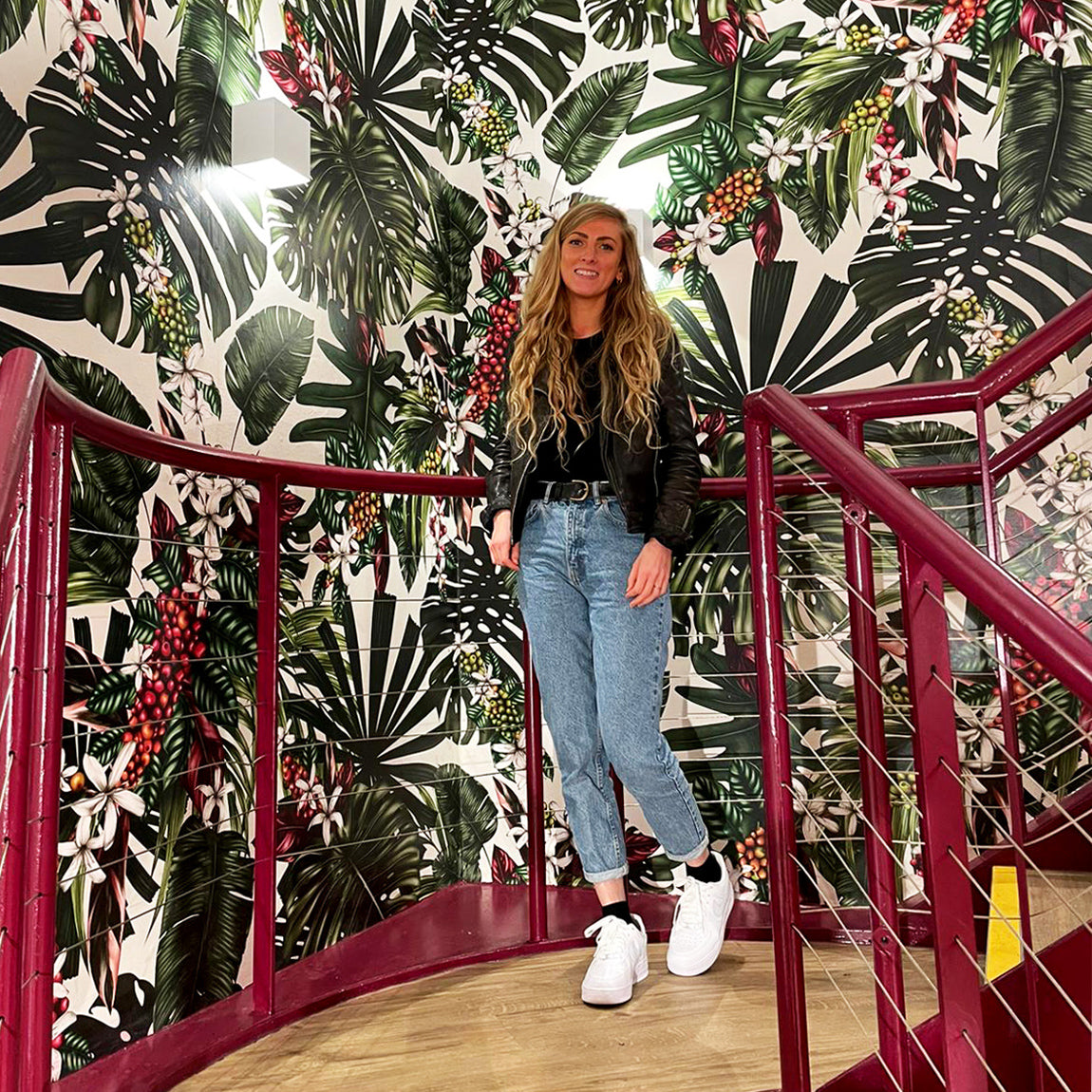 Charlotte Jade Costa Coffee, hand drawn wallpaper design by Charlotte Jade